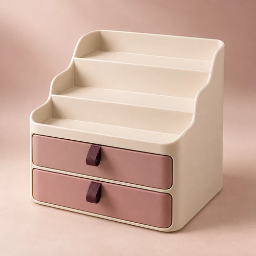 Compact Tiered Cosmetic Organizer — full product set