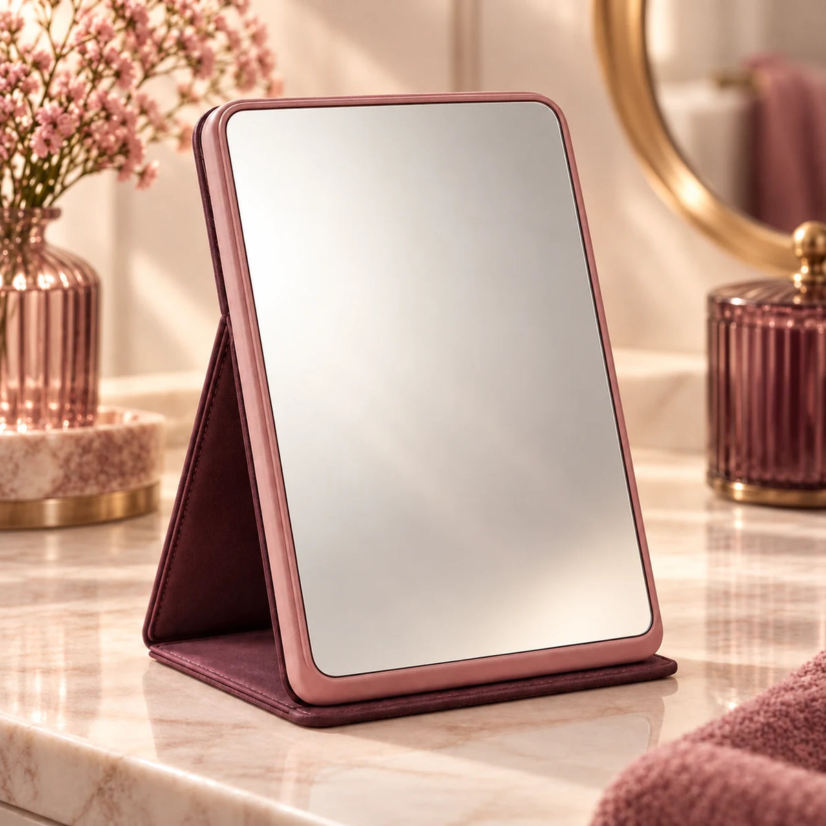 Foldable LED-Free Vanity Mirror — in an everyday setting