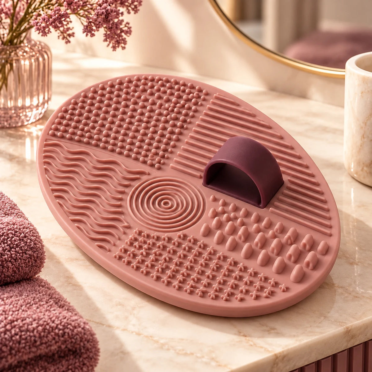 Makeup Brush Cleaning Mat — in an everyday setting