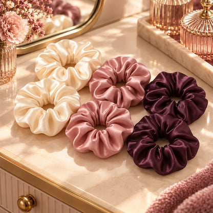 Satin Scrunchie Set — in an everyday setting