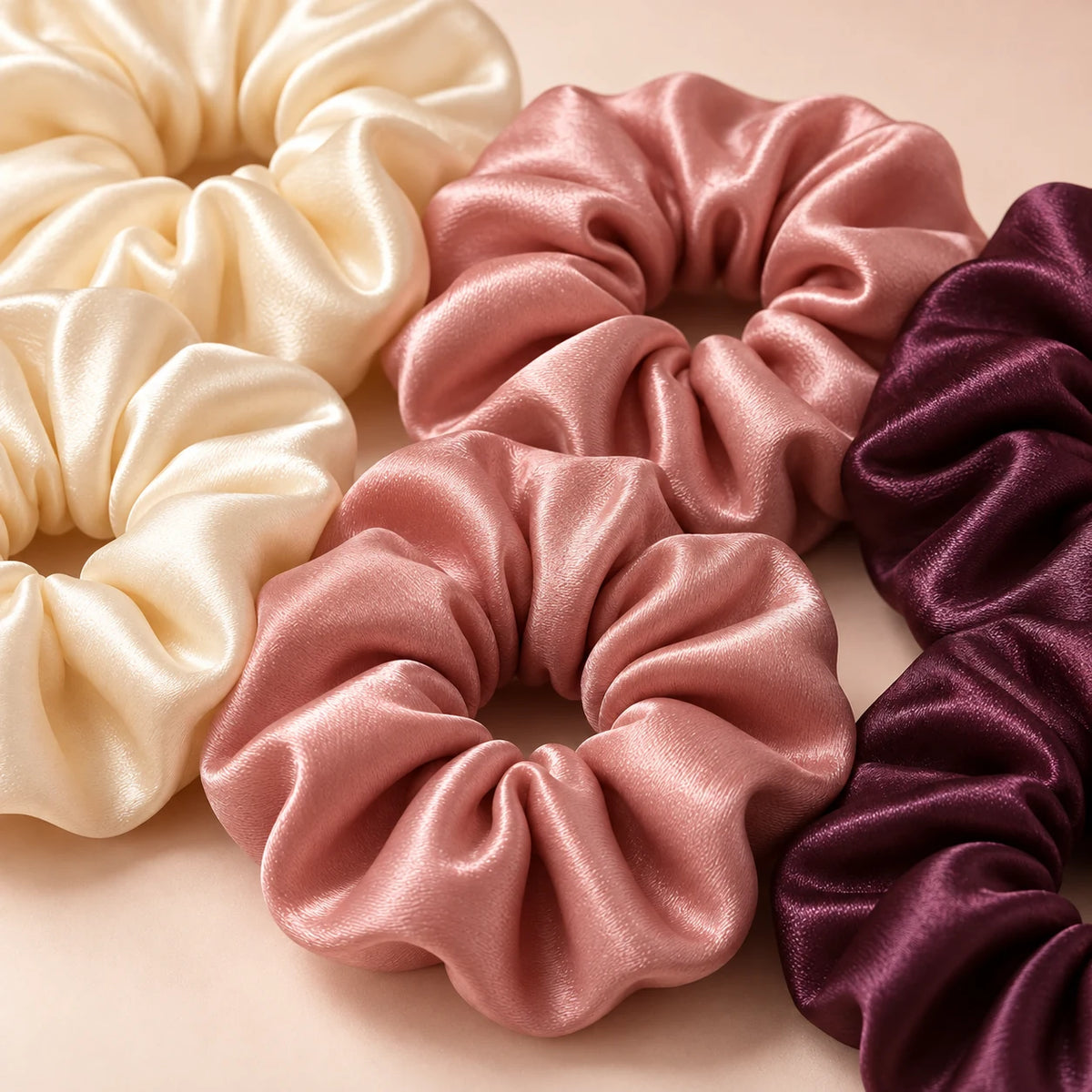 Satin Scrunchie Set — material and construction detail